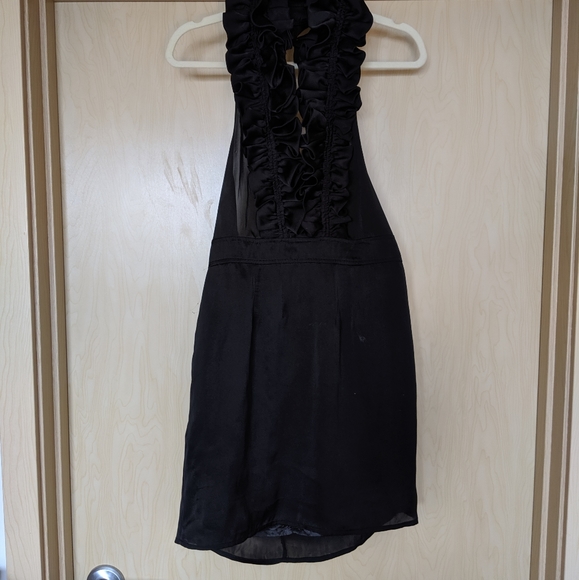 Black Ruffle Halter Mini Dress - Picture 4 of 4